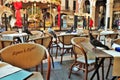 pigeons in Piazza dei Signori on the tables as normal customers